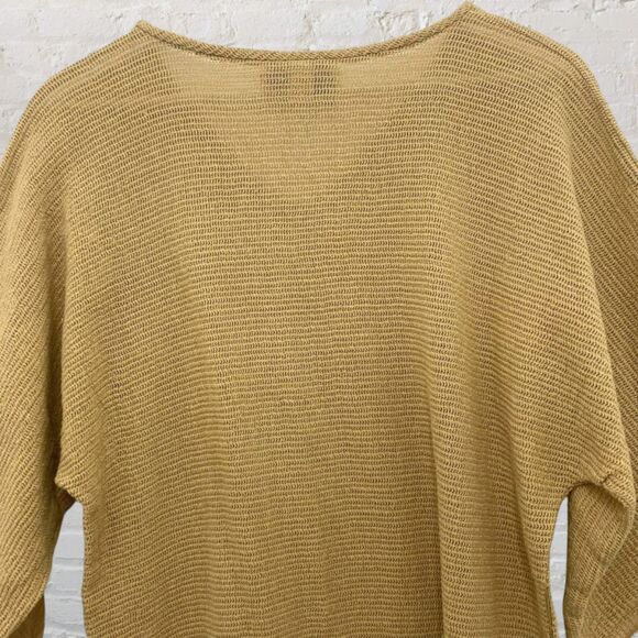 Joy Charlotta XS Cotton Knit Dress Tie Belt Mustard Yellow Side Slit Boho - Picture 7 of 16